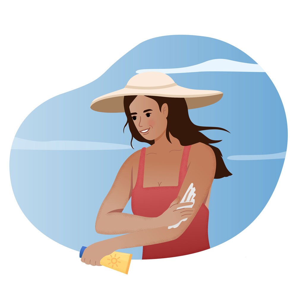 Applying sunscreen