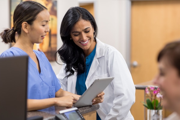 Woman with doctor