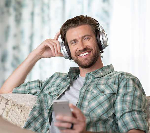 Man listening to headphones