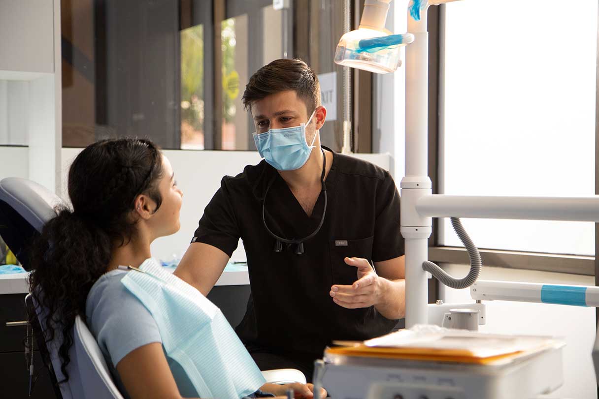 Woman receiving dental exam