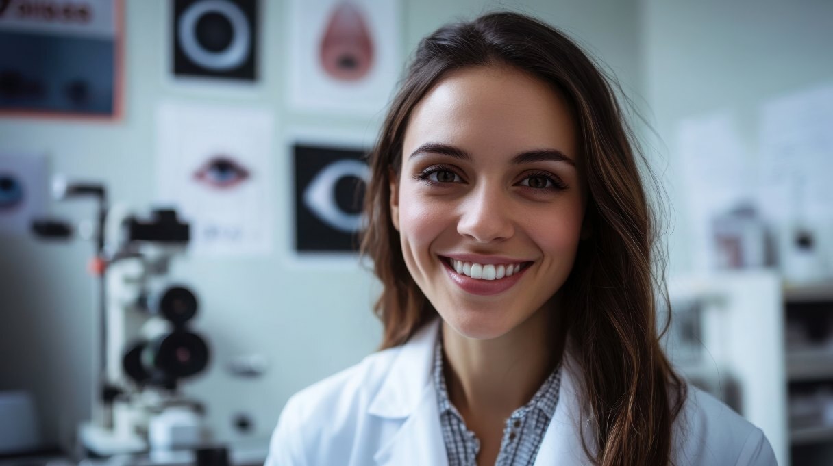 Close-up of an ophthalmologist in office