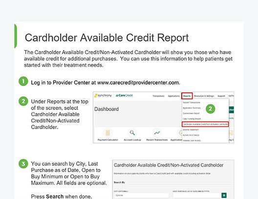 Cardholder Available Credit Report