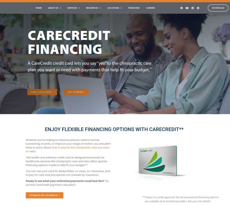 Example landing page