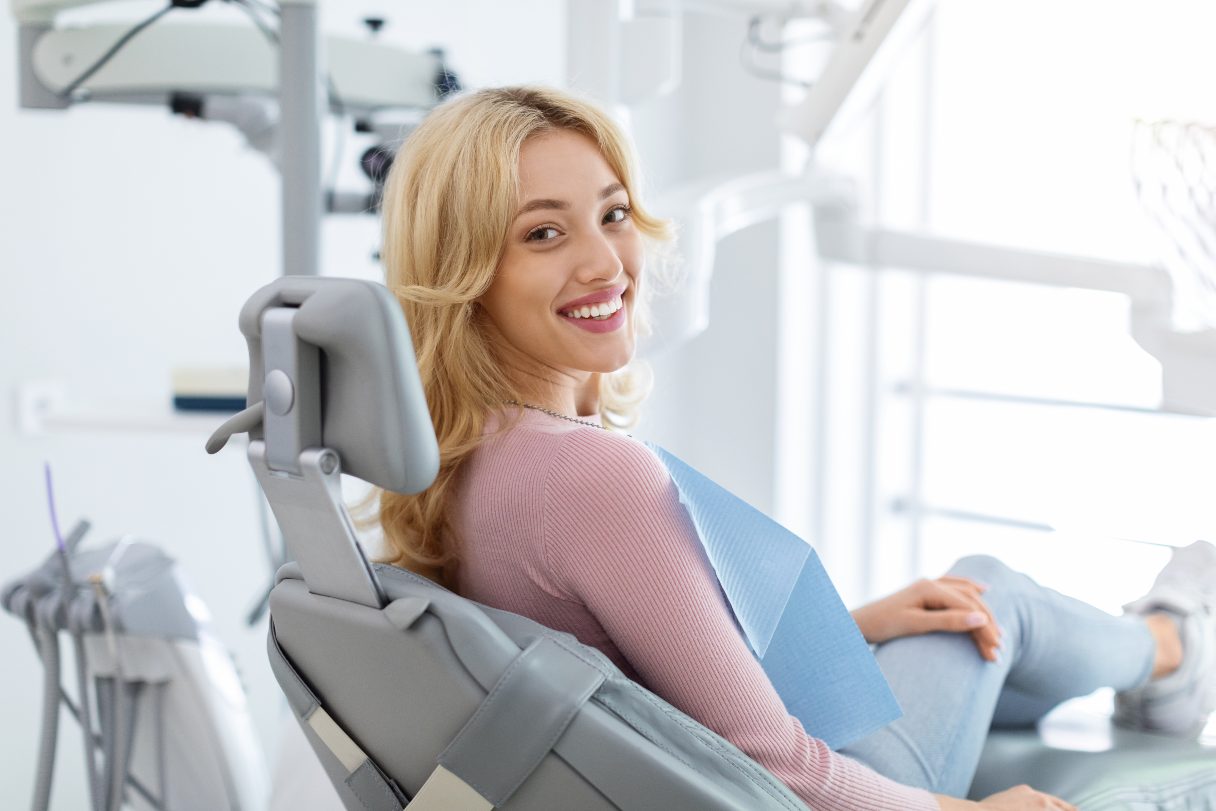 Smiling woman in dental chair